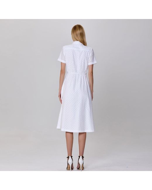 Smart and Joy White Eyelet Cotton Lace Shirt-Dress