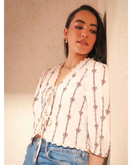 Rose & Nancy Pink Beatrix Cord Embroidered Shirt