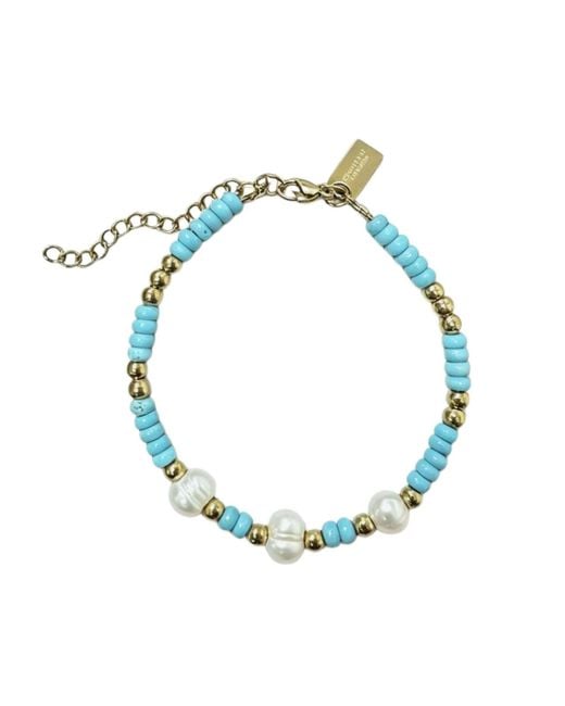 Christina Greene Blue Free Spirit & Pearl Beaded Bracelet