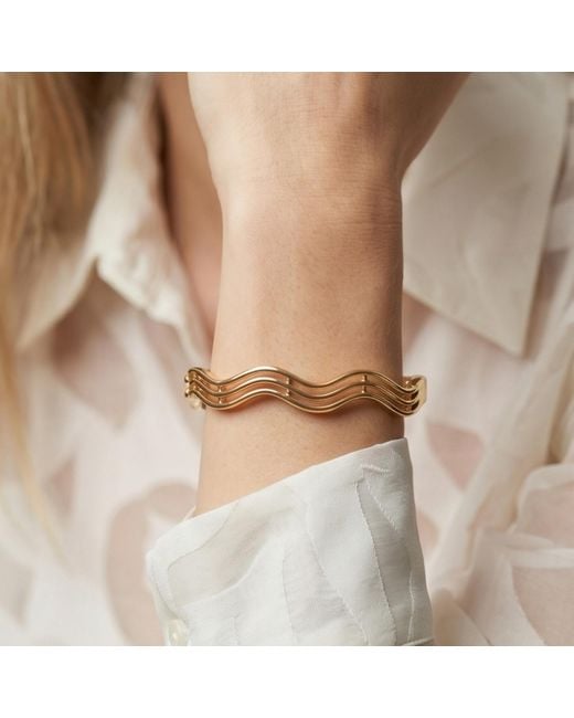 Uchi and Soto Metallic Nami Wave Lines Bangle
