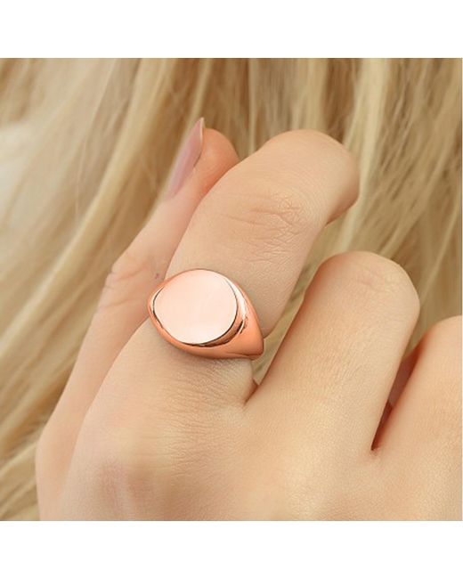 Spero London Pink Signature Round Sterling Signet Ring
