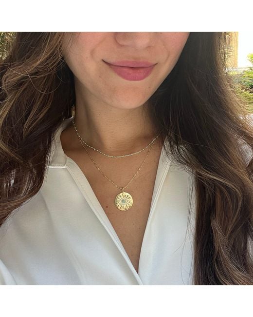 KAMARIA Metallic Evil Eye Opal Medallion Necklace