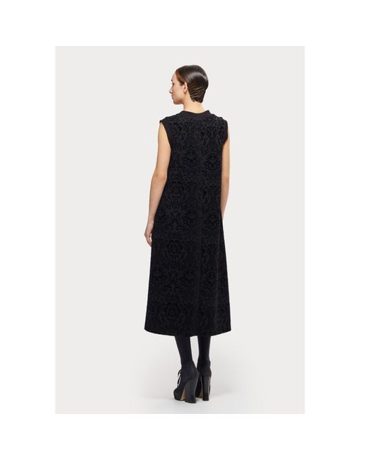 Julia Allert Black Midi Velvet Sleeveless Dress With Decor