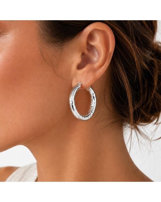 Gold & Honey Metallic Hammered Hoop Earrings