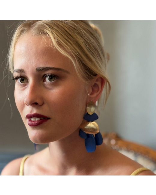 Michael Nash Jewelry Blue Danielle Lapis Resin And Worn Pierced Earrings