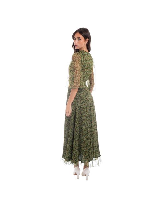 Sofia Tsereteli Green Floral Silk Gown