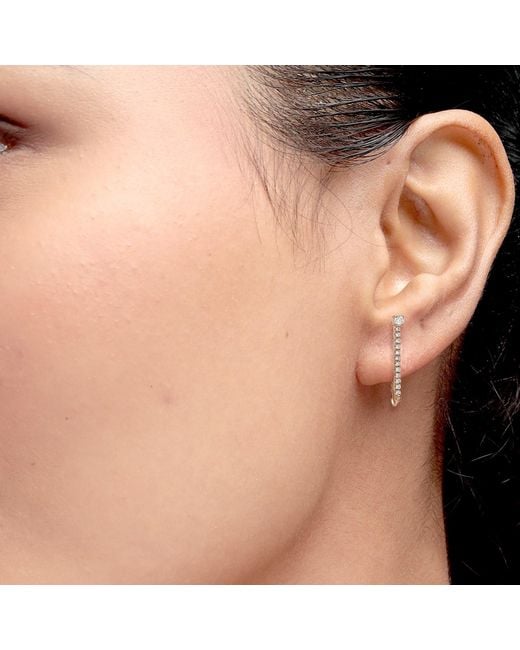 Artisan White Rose Diamond Bar Drop Earrings