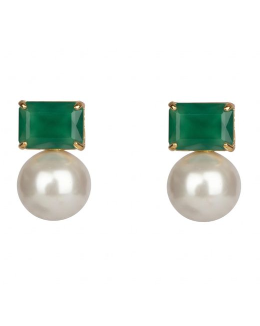 Bounkit Green Sixtine Studs Clip-On
