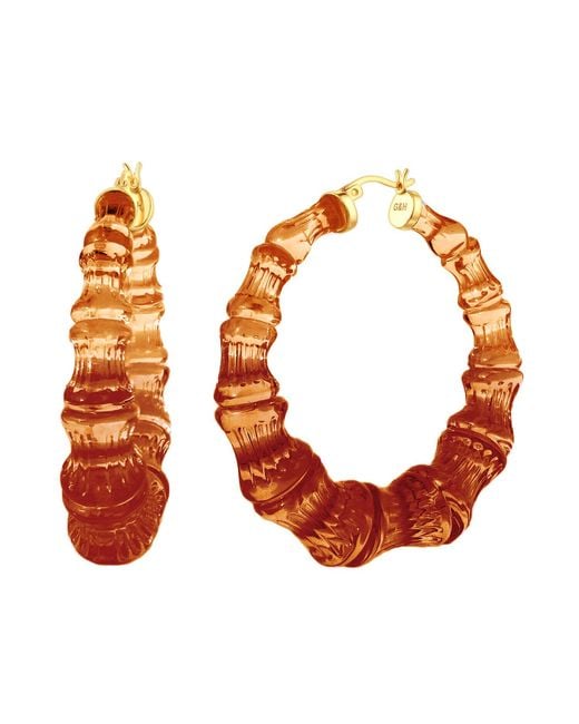 Gold & Honey Orange Neutrals Rum And Coke Bamboo Hoop Earrings