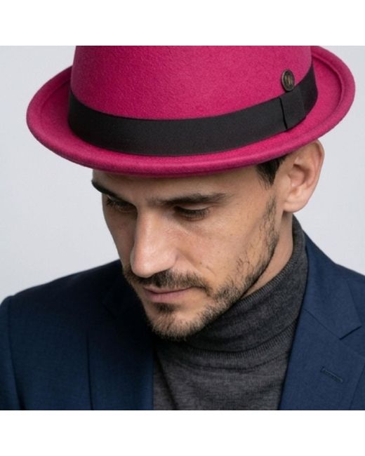 Dasmarca Hats Pink Jack Fuchsia Felt Skimpy Brim Short Brim Rude Boy Mod Style Porkpie Hat for men