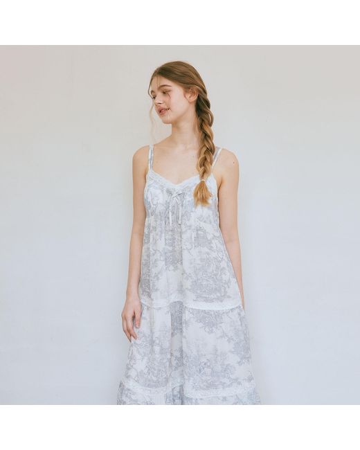 Luna Luz Gray French Toile Bamboo Rayon Nightdress With Built-In Bra Cups –