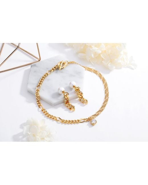 Classicharms Metallic Rhinestone Chain Earrings