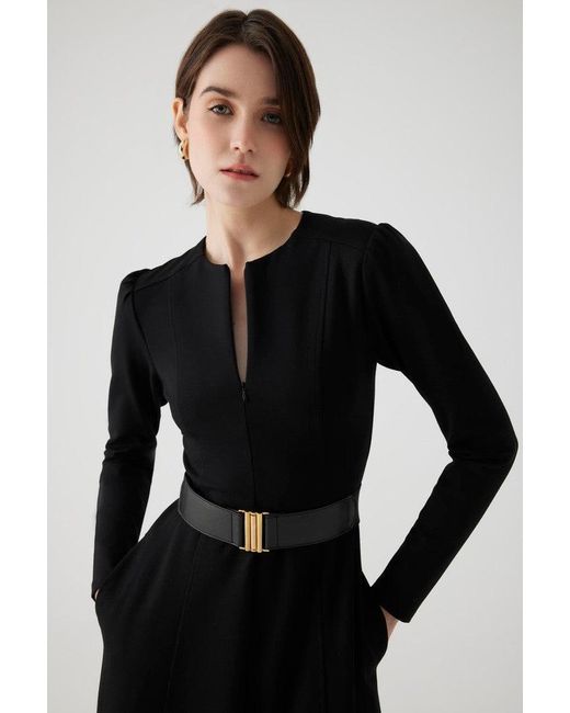 Exquise Black Anthea Belted Maxi Dress