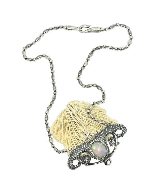 Tg-Jewellery by Tamara Gervasio Multicolor Sea Urchin Necklace With Fire Opal Cabochon