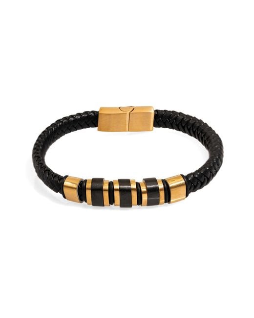 Ebru Jewelry Black Style Fashion Leather & Bracelet for men