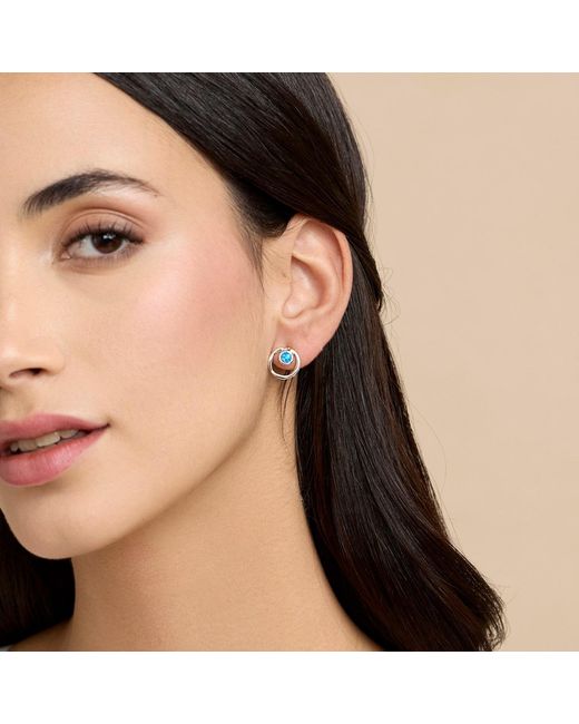 Isla Silver Blue Vibrant Opal Stud Earrings