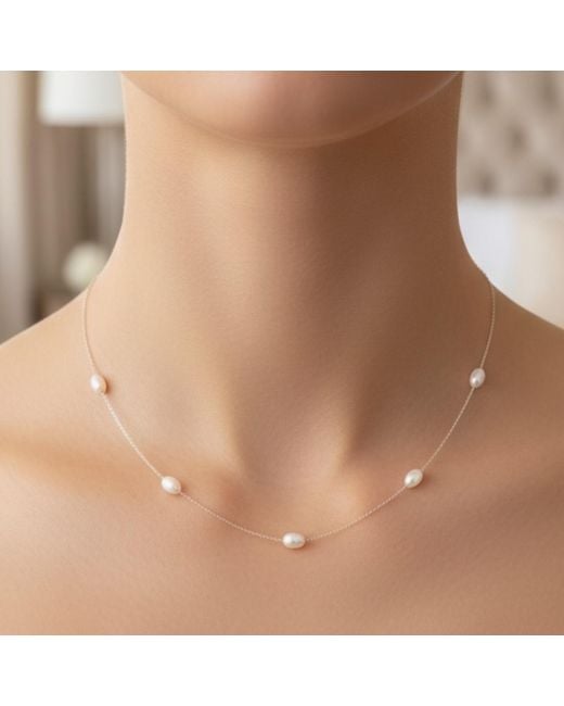 Latelita London Metallic Neutrals Solid 14K Natural Spaced Pearl Necklace