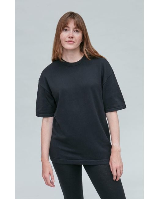 Paul James Knitwear Black Lightweight Cotton Fenn Oversized Knitted T-Shirt