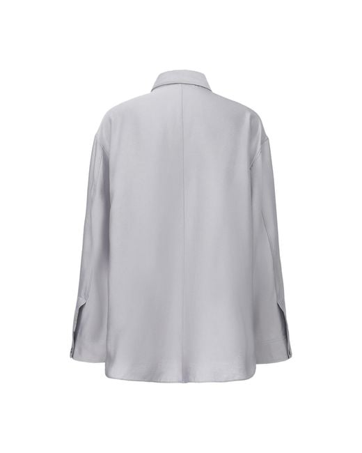 FRONT ROW SHOP Gray Stud-Embellished Shirt Pale