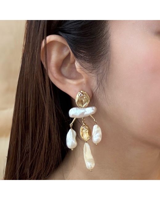 Rare Matters Jewelry Metallic Celestial Cascade Baroque Pearl Earrings