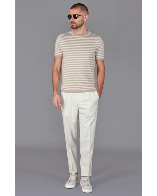 Paul James Knitwear Gray Mens Ultra-fine Cotton Miguel Knitted Breton T-shirt for men