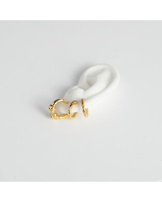 Kasun Metallic Two Spikey Balls Hoop Earring – Vermeil