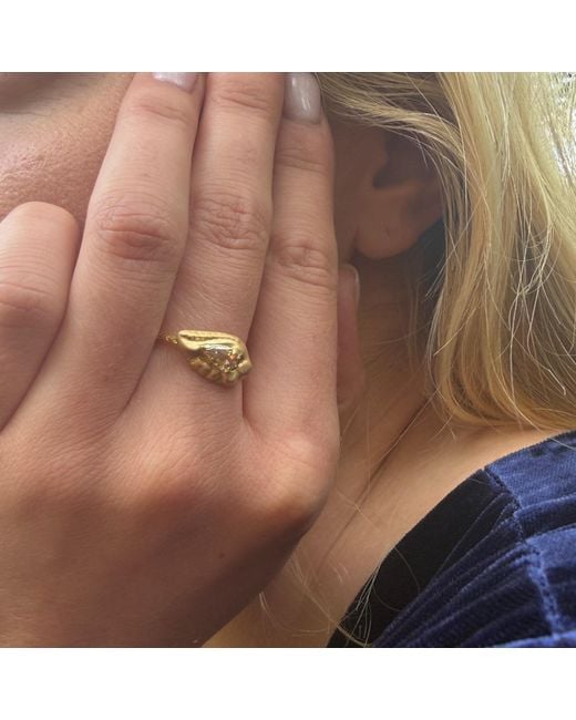 Emma Chapman Jewels Yellow Pear Shaped Diamond Embossed Ring