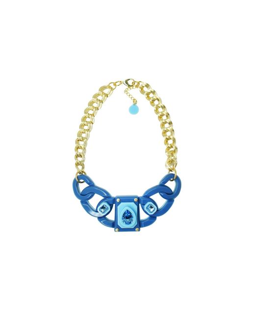 Gissa Bicalho Blue Handmade Acrylic Necklace Links And Stones