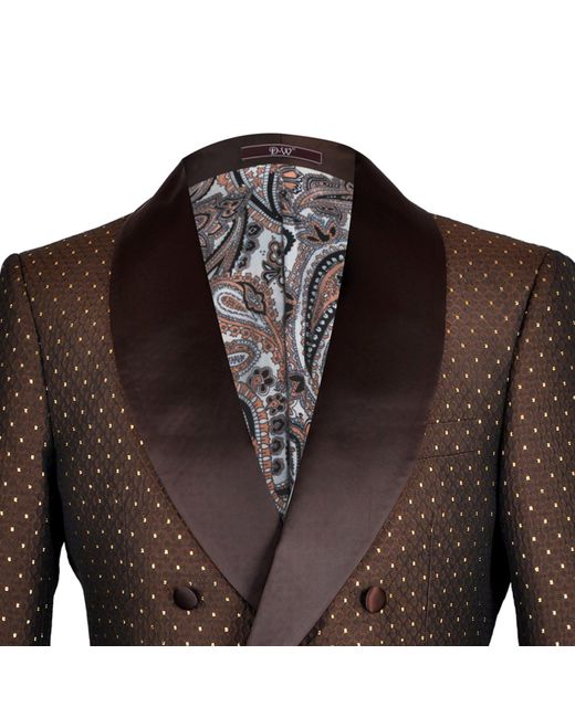 DAVID WEJ Black Signature Double Breasted Shawl Lapel Dotted Jacquard Tuxedo for men
