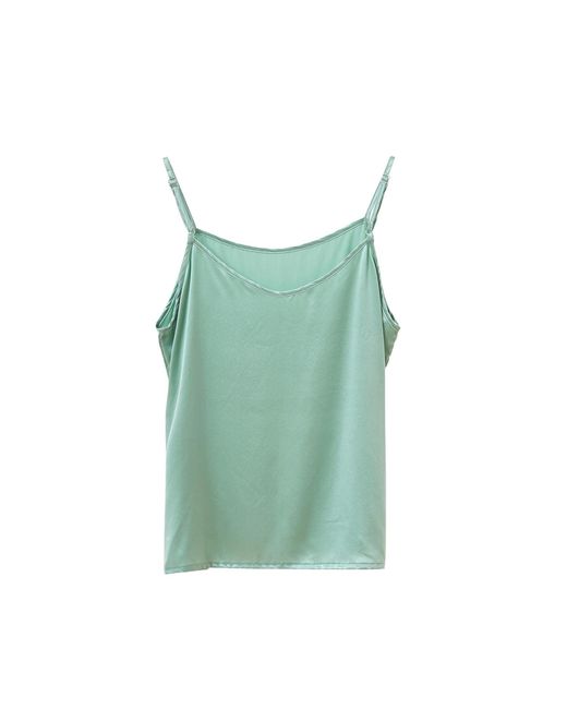 Soft Strokes Silk Green Pure Mulberry Silk Camisole With Adjustable Straps