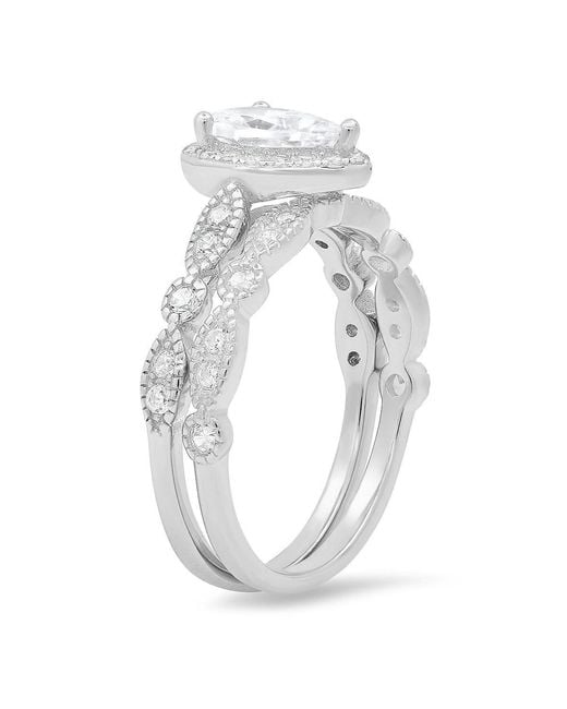 Kylie Harper Metallic Pear Cut Diamond Cz Stackable Ring Set
