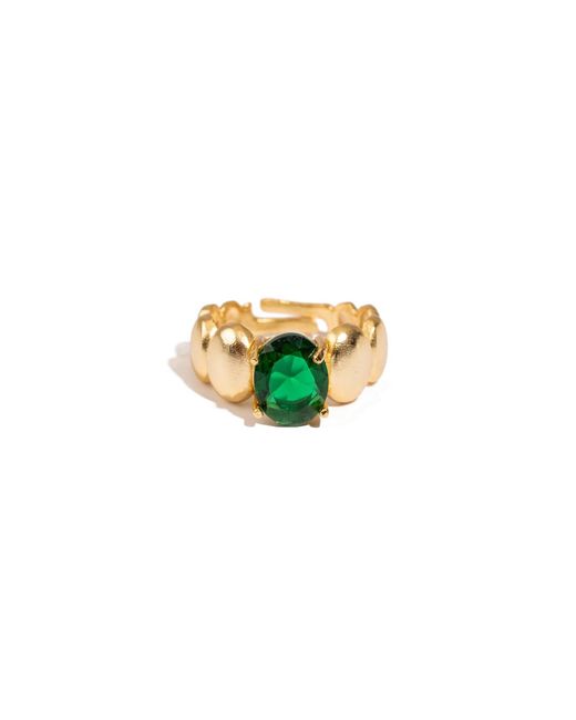 Ebru Jewelry Green Emerald Aura Adjustable Ring
