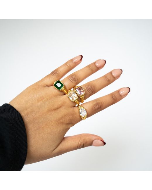 Superdivajewellery Metallic Croissant Clear Moon Ring