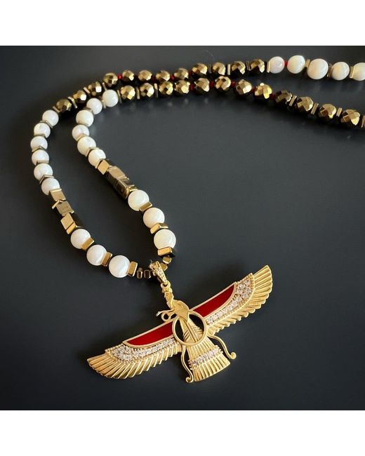 Ebru Jewelry White Faravahar Necklace