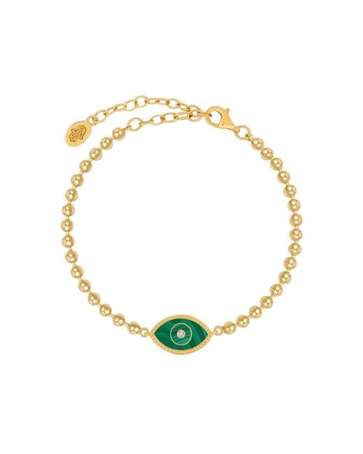 Karma and Luck Metallic Bright Soul Evil Eye Malachite Bracelet