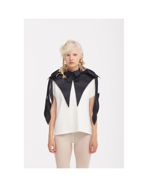 Julia Allert Black Sculptural Satin Statement Collar –