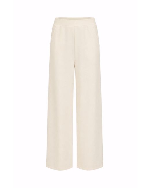 Exquise White Neutrals Shayna K Pants Wide Leg Knit Trousers