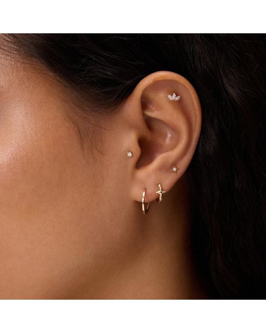 Vanhi Metallic 14K Recycled Solid Plain Huggie Earring
