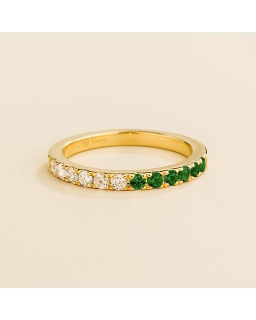 Juvetti Yellow Dimi Emerald & Diamond Half Eternity Ring