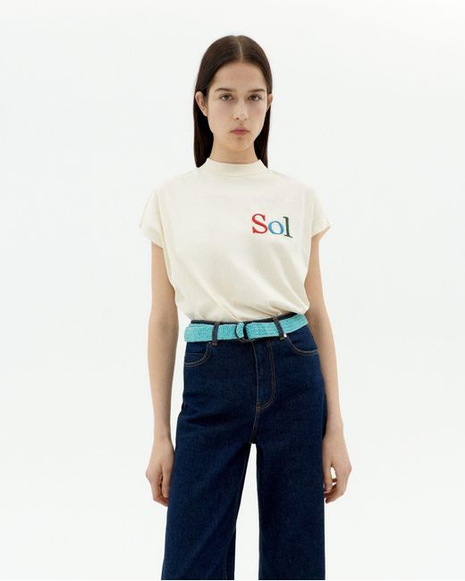 Thinking Mu White Embroidered Sol Type Volta T-Shirt