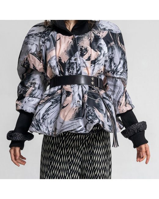ARTISTA Black Queeny Peach Puffy Printed Jacket