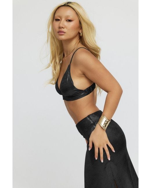 Why Mary Black Luna Metallic Bralette Top