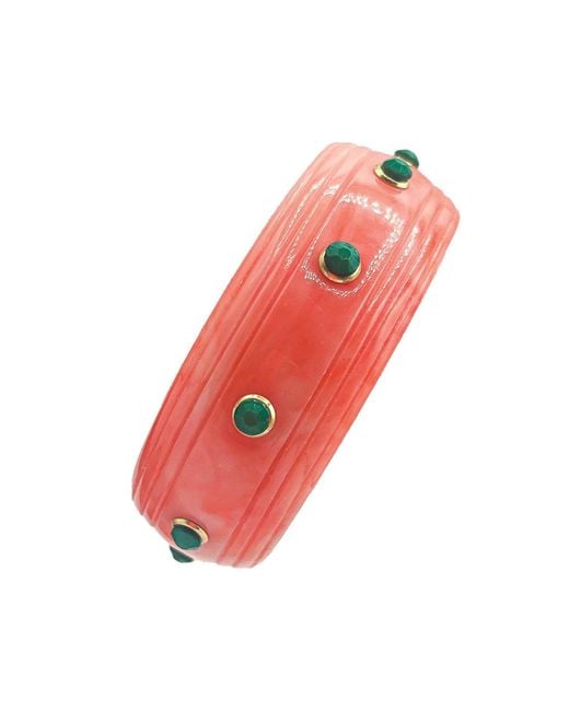 Michael Nash Jewelry Red Rosa Coral And Jade Resin Bangle