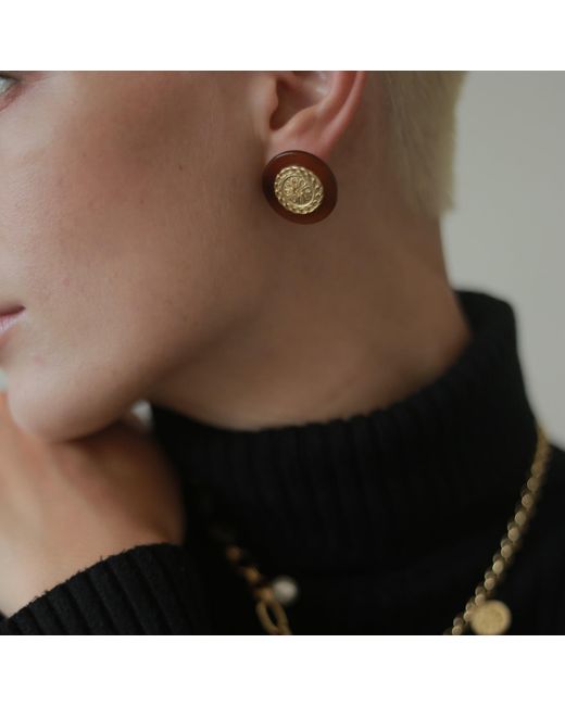 Retro Chic Orange Retro Coin Earrings