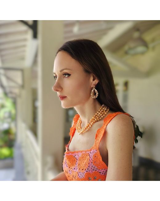 Farra Metallic Sunstone Statement Earrings