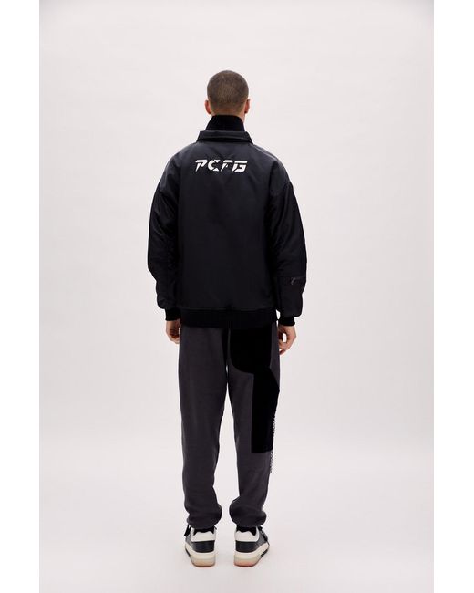 Pcfg Black Oversized Bomber Jacket for men