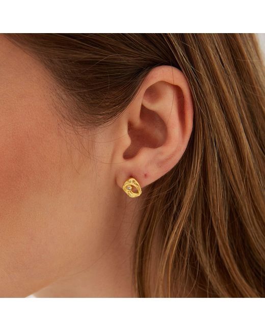Spero London Metallic Dripping Molten Natural Textured Sterling Authentic Earring