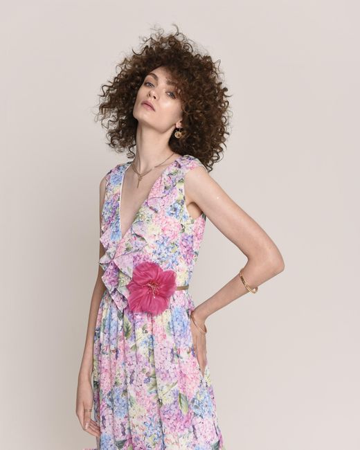 NEVA Purple Soraya Wedding Guest Maxi Dress – Ortensie Floral Print