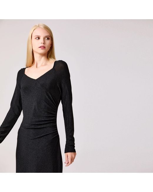 Smart and Joy Black Fitted Jersey Rush Side Dress