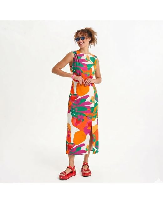 Lalipop Design Red Painterly Floral Sleeveless Midi Dress